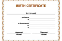 Pet Birth Certificate For Rabbit Birth Certificate Template Free 2019 Designs