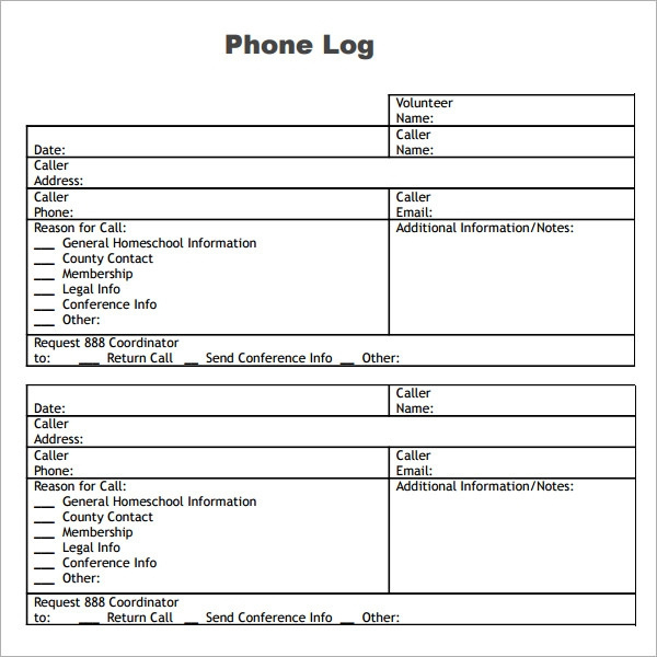 Phone Log Template 8 Free Pdf Doc Download With Regard To Phone Message Log Template