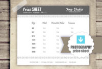 Photography Business Forms Prints Price Sheet For With Regard To Photography Business Forms Templates