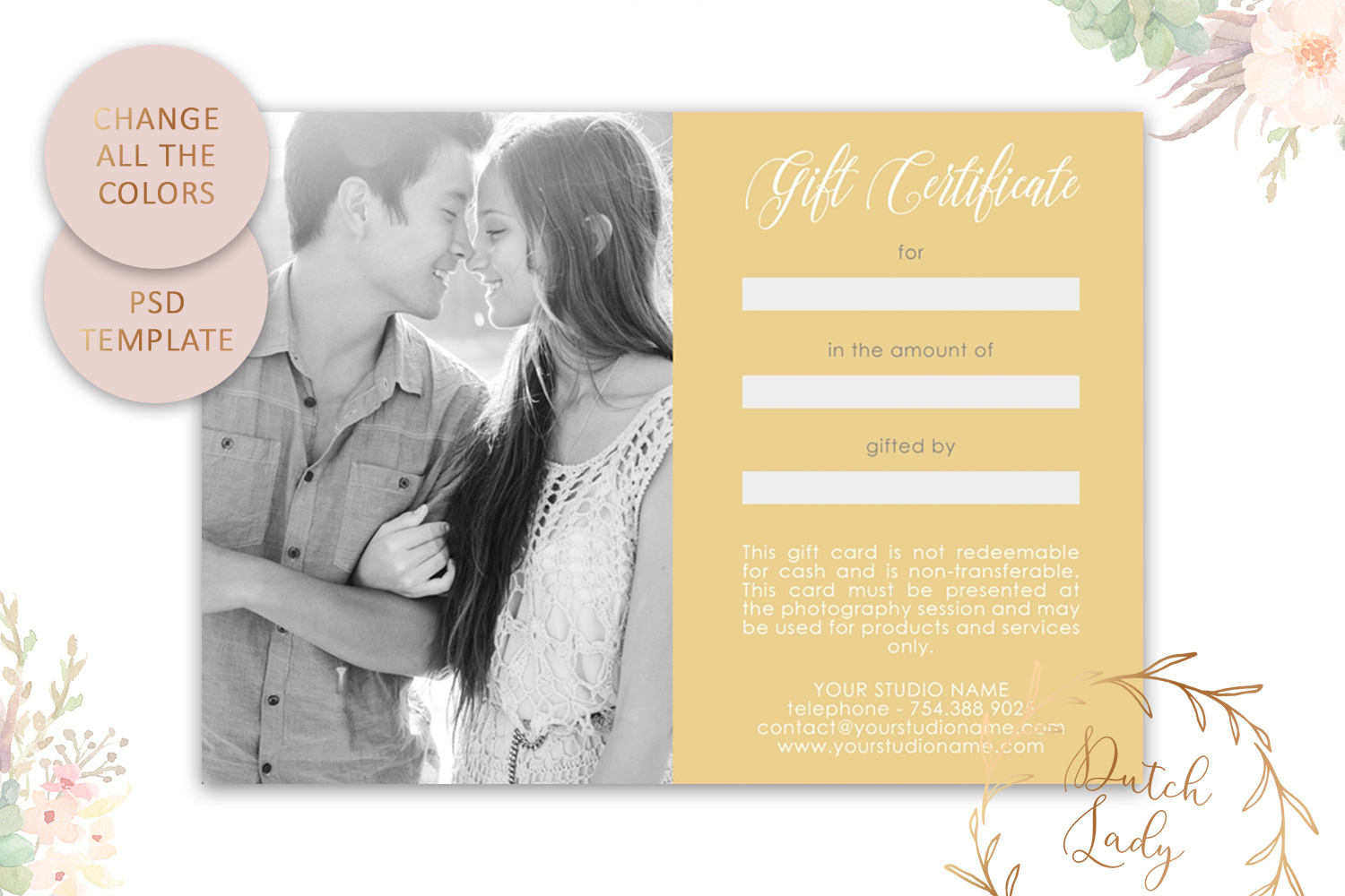 Photography Gift Certificate Card Adobe Photoshop Psd Intended For Gift Certificate Template Photoshop