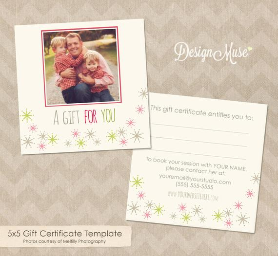 Photography Gift Certificate Template 5X5Birchandivydesign Throughout Free Photography Gift Certificate Template