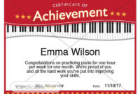 Piano Achievement Certificate Piano Award Printables Child Regarding Best Piano Certificate Template Free Printable