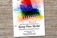 Piano Recital Invitation Colorful College Senior Concert In Best Piano Certificate Template Free Printable