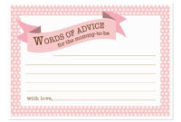 Pink Baby Shower Mommy Advice Card Large Business Cards Regarding Baby Shower Gift Certificate Template Free 7 Ideas
