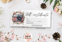Pink Flowers Gift Certificate Instant Download Throughout Best Pink Gift Certificate Template