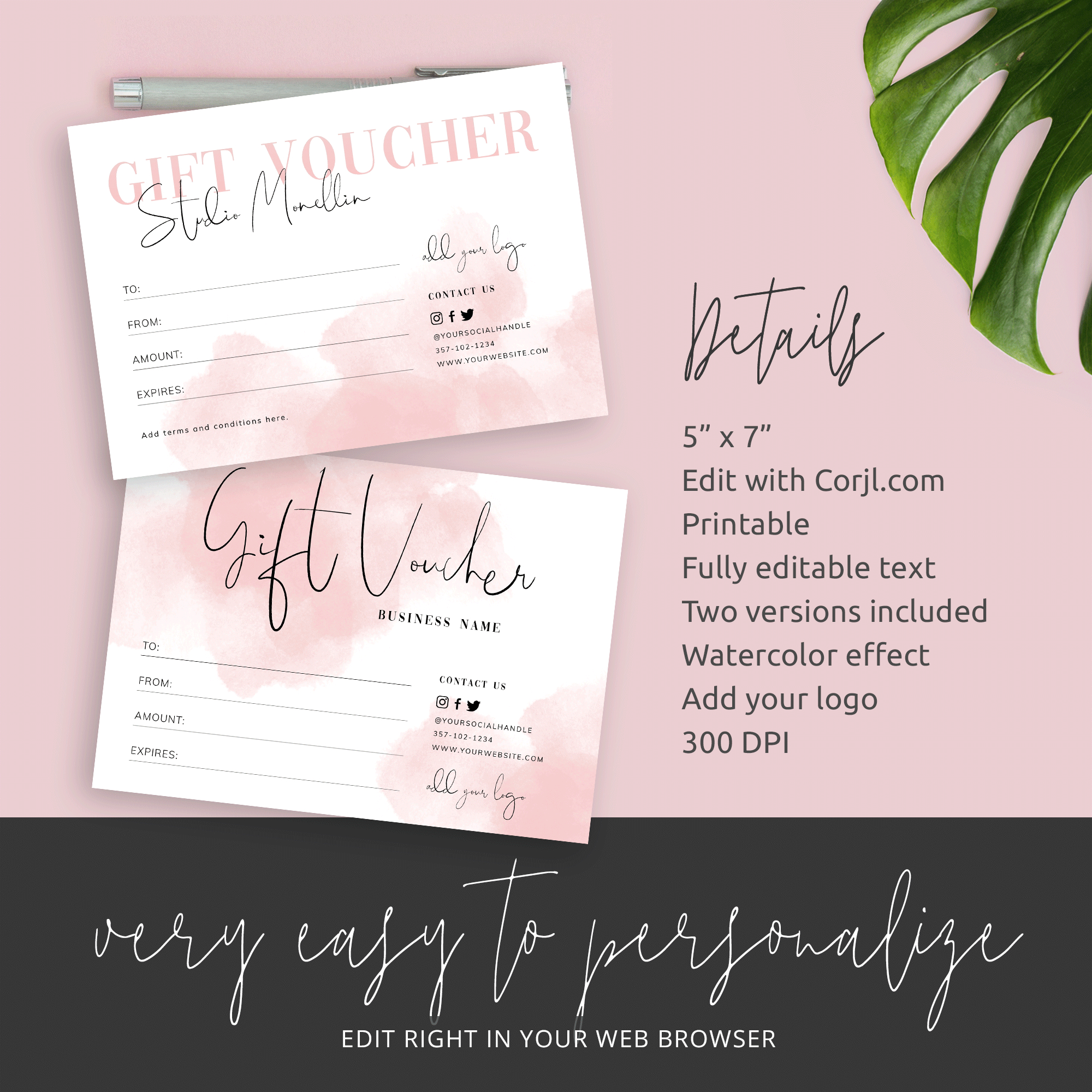 Pink Watercolor Gift Voucher Editable Gift Certificate With Best Pink Gift Certificate Template