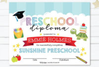 Prek Graduation Certificate Editable Preschool Diploma Etsy Regarding Printable Editable Pre K Graduation Certificates