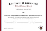 Premarital Counseling Certificate Of Completion Template With Premarital Counseling Certificate Of Completion Template