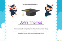 Preschool Diploma Graduation Certificate Design Template Pertaining To Preschool Graduation Certificate Free Printable