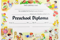 Preschooldiploma Regarding Awesome Preschool Graduation Certificate Template Free
