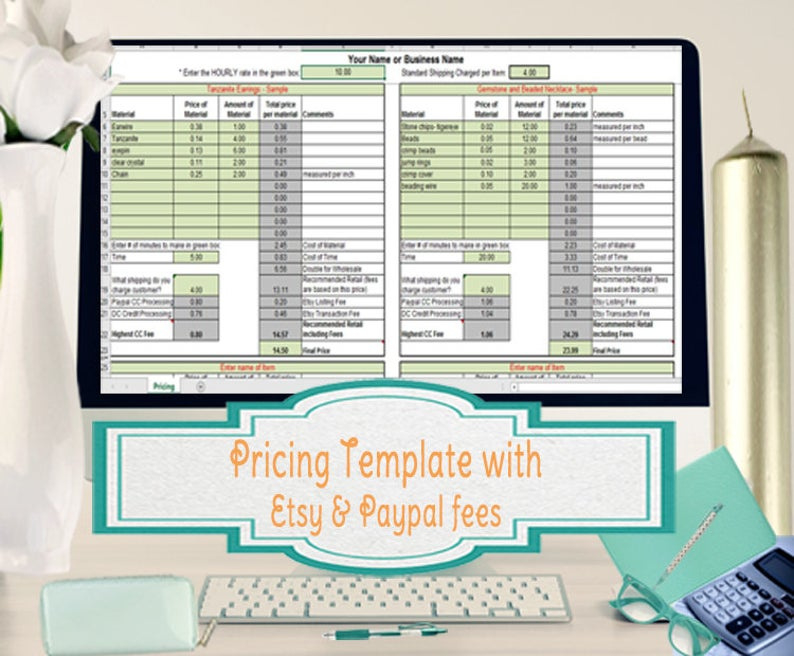 Pricing Template For Etsy Sellers Excel Spreadsheet With Regard To Etsy Business Plan Template