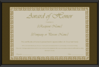 Printable Award Of Honor Certificate Template For Word Within Honor Certificate Template Word 7 Designs Free