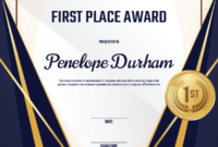 Printable First Place Medal Award Certificate Template Inside Free Honor Award Certificate Templates