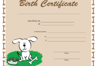 Printable Free Puppy Birth Certificate Template Puppy With Regard To Best Dog Birth Certificate Template Editable