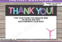 Printable Gymnastics Party Thank You Note Cards Inside Zoo Gift Certificate Templates Free Download