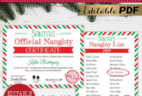 Printable Santa&amp;#039;S Naughty List Certificate Editable Within Free 9 Naughty List Certificate Templates