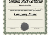 Printable Stock Certificates Free Resume Templates Inside Printable Stock Certificate Template Word