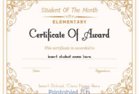 Printable Student Of The Month Award Elementary With Best Free Printable Student Of The Month Certificate Templates