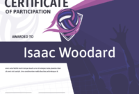 Printable Volleyball Certificate Of Participation Award Within Quality Volleyball Award Certificate Template Free