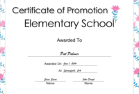 Promotion Elementary School Certificate Printable Certificate Pertaining To Amazing Grade Promotion Certificate Template Printable