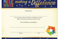 Public Service Making A Difference Foilstamped For Best Promotion Certificate Template