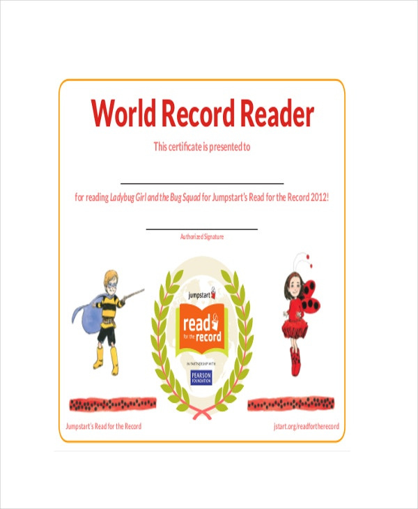 Reading Certificate Template 6 Free Word Excel Pdf Regarding Reader Award Certificate Templates