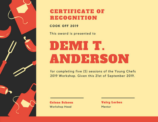 Recognition Certificate Templates Canva Inside Cooking Competition Certificate Templates