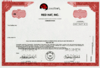 Red Hat Inc Rare Specimen Stock Certificate In Share Certificate Template Companies House