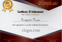 Red Word Certificate Of Achievement Template Within Free Word Certificate Of Achievement Template