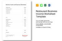 Restaurant Business Income Worksheet Template In Word Regarding Food Delivery Business Plan Template