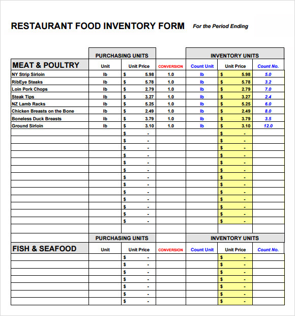 Restaurant Inventory Templates 12 Free Docs Xlsx Pdf Intended For Restaurant Managers Log Template