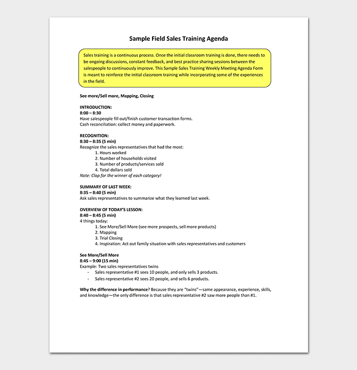 Sales Meeting Agenda Template 10 For Word Pdf Format Within Printable Sales Meeting Agenda Templates