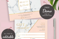 Salon Gift Certificate Template Marble Voucher Design With Regard To Printable Salon Gift Certificate