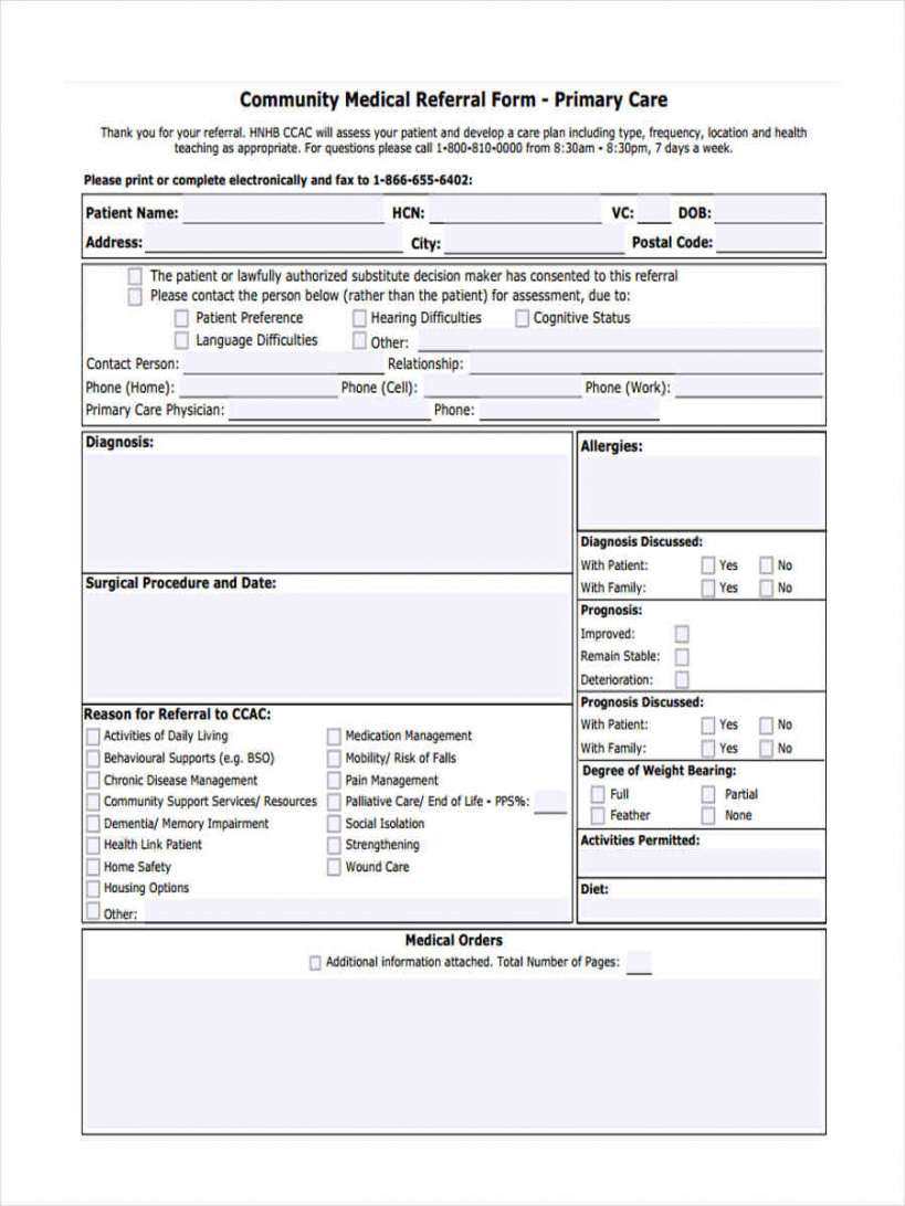 Sample Free 7 Medical Referral Forms In Pdf Ms Word Home With Regard To Best Referral Certificate Template