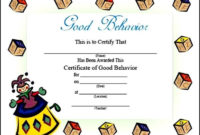 Sample Good Behavior Certificate Sample Templates Regarding Good Behaviour Certificate Template 10 Kids Awards
