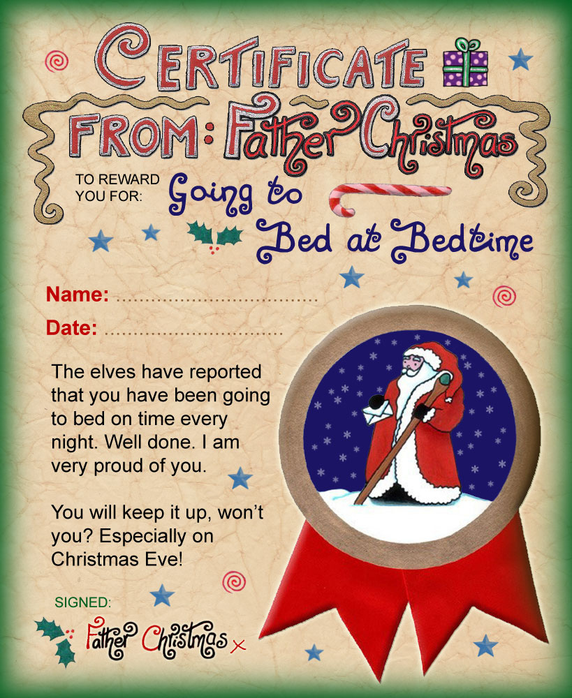 Santa Certificate Going To Bed At Bedtime Rooftop Post For Quality Well Done Certificate Template