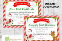 Santa Nice List Certificate Christmas Printable Naughty With Printable Free 9 Naughty List Certificate Templates