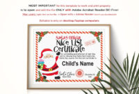 Santa'S Nice List Editable Certificate Template Etsy Throughout Best Santas Nice List Certificate Template Free