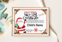 Santa'S Nice List Editable Certificate Template Etsy With Regard To Santas Nice List Certificate Template Free
