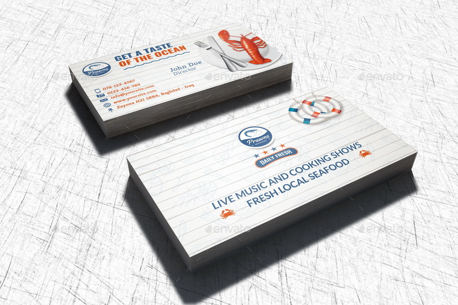 Seafood Restaurant Business Card Templateowpictures In Restaurant Business Cards Templates Free