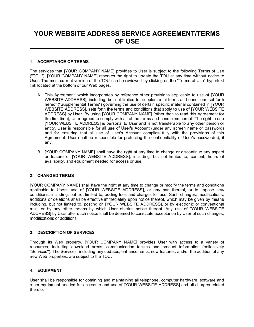 Service Agreement Template Doc Collection Regarding Terms And Conditions Of Business Free Templates