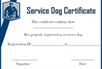 Service Animal Certificate Template Carlynstudio Intended For Service Dog Certificate Template