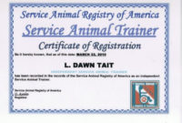 Service Animal Certificate Template Carlynstudio Regarding Service Dog Certificate Template