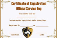 Service Animal Certificate Template Carlynstudio Within Service Dog Certificate Template