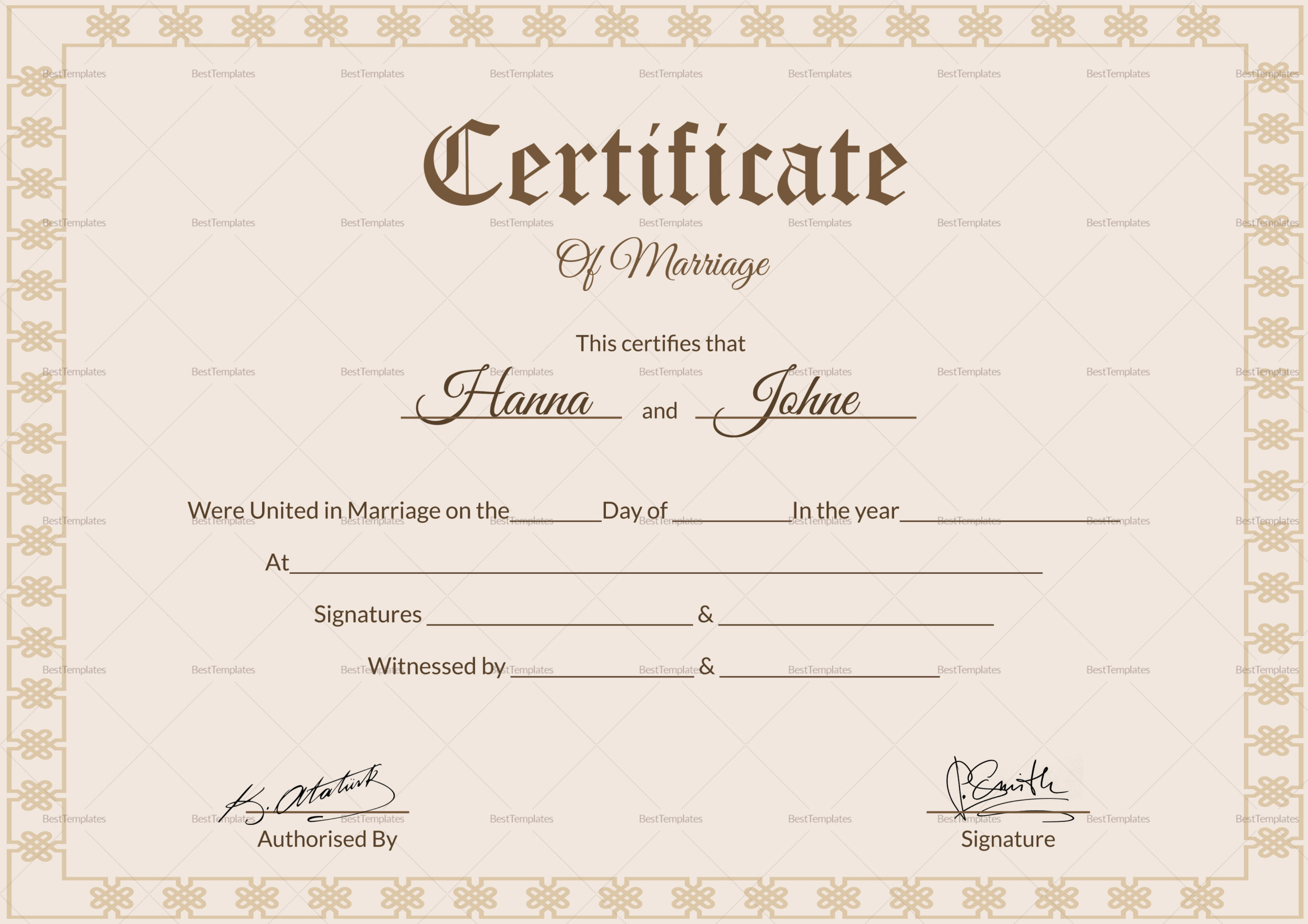 Simple Marriage Certificate Design Template In Psd Word Intended For Certificate Of Marriage Template