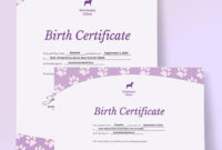 Simple Pet Birth Certificate Template Word Doc Psd Inside Printable Pet Birth Certificate Templates Fillable