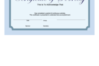 Sobriety Certificate Template 5 Years Blue Printable Throughout Awesome Certificate Of Sobriety Template Free