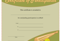Softball Certificate Of Participation Template Download Within Softball Certificate Templates Free