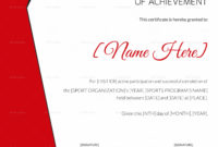 Sports Achievement Award Certificate Design Template In For Quality Tennis Achievement Certificate Template