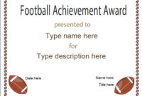 Sports Certificates Football Achievement Award Within Awesome Soccer Award Certificate Templates Free